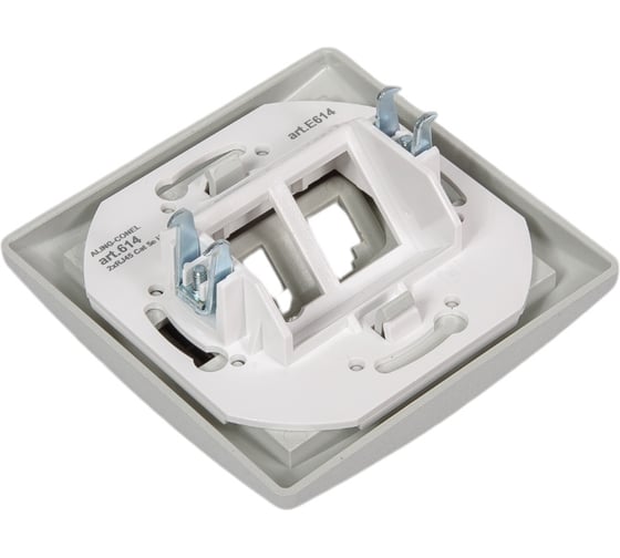 Компьютерная двойная розетка с Keystone модулями Aling-conel PRESTIGE 2хRJ45 кат.5e UTP серебро-графит-серебро арт. 614.S2S