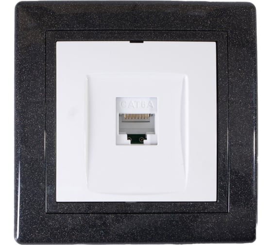 Компьютерная розетка с Keystone модулем Aling-conel PRESTIGE RJ45 кат.6А UTP графит-графит-белый арт. 616.220 1