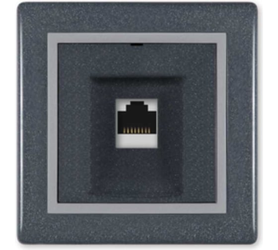 Компьютерная розетка с Keystone модулем Aling-conel PRESTIGE RJ45 кат.6А UTP графит-серый-графит арт. 616.212