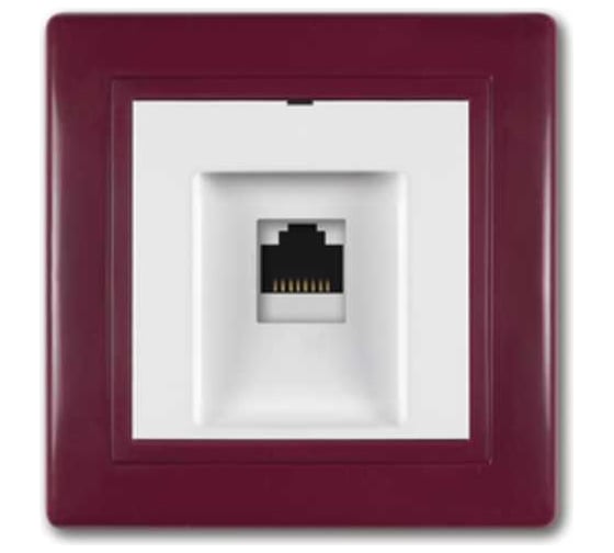 Компьютерная розетка с Keystone модулем Aling-conel PRESTIGE RJ45 кат.6А UTP бордо-бордо-белый арт. 616.330