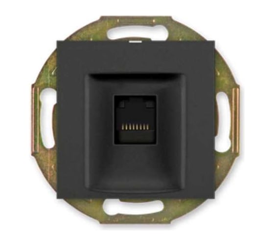 Компьютерная розетка с Keystone модулем Aling-conel PRESTIGE RJ45 кат.6А FTP , механизм, чёрная soft touch арт. 6016S.E1 1