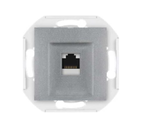 Компьютерная розетка с Keystone модулем Aling-conel PRESTIGE RJ45 кат.6А UTP , механизм, серебряная арт. 6016.S