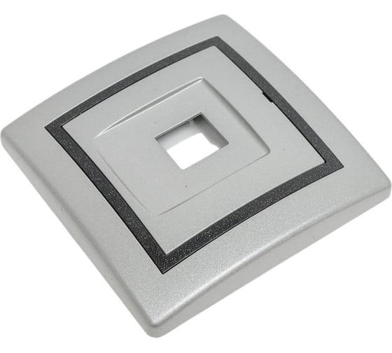 Компьютерная розетка с Keystone модулем Aling-conel PRESTIGE RJ45 кат.6А UTP серебро-графит-серебро арт. 616.S2S