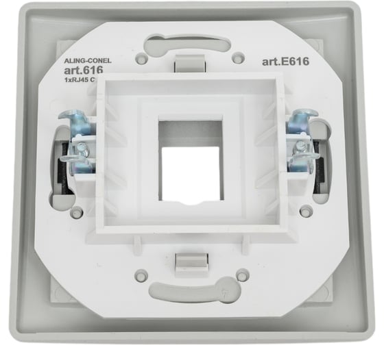 Компьютерная розетка с Keystone модулем Aling-conel PRESTIGE RJ45 кат.6А UTP серебро-графит-серебро арт. 616.S2S