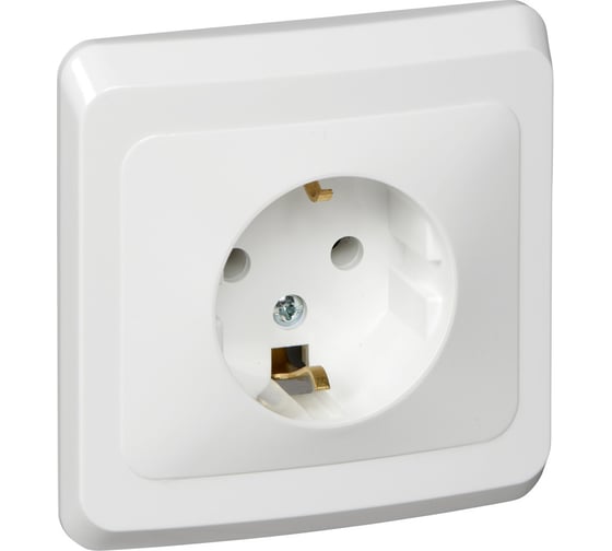 Розетка Systeme Electric 1-м СП Этюд 16А с заземлением, белая SchE PC16-003B