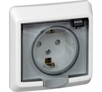 Розетка Systeme Electric 1-м СП Этюд IP44 с заземлением, защитные шторки, белая SchE PC16-044B