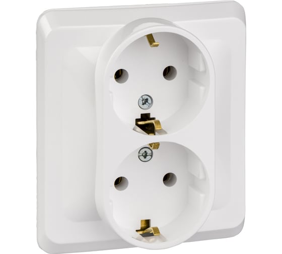 Розетка Systeme Electric 2-м СП Этюд 16А с заземлением, белая SchE PC16-007B