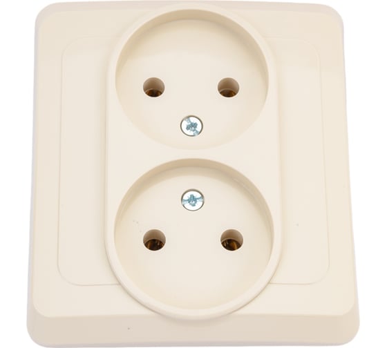 Розетка Systeme Electric 2-м СП Этюд 16А без заземления, кремовая SchE PC16-005K