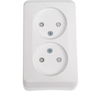 Розетка Systeme Electric 2-м ОП Этюд 16А без заземления з/ш белая SchE PA16-006B