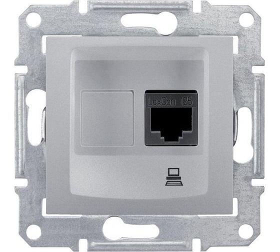 Механизм компьютерной розетки Systeme Electric 1-м RJ45 Sedna алюминий SchE SDN4300160 1