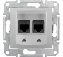 Механизм компьютерной розетки Systeme Electric 1-м RJ45+RJ45 Sedna алюминий SchE SDN4400160
