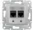 Механизм компьютерной розетки Systeme Electric 1-м RJ45+RJ45 Sedna алюминий SchE SDN4400160 1