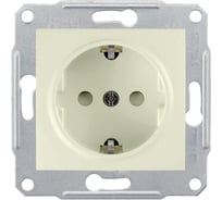 Механизм розетки Systeme Electric 1-м Sedna с заземлением, защитные шторки, бежевый SchE SDN3000147