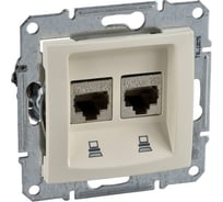Механизм компьютерной розетки Systeme Electric 1-м RJ45+RJ45 Sedna бежевый SchE SDN4400147