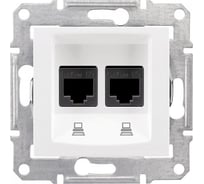 Механизм компьютерной розетки Systeme Electric 1-м RJ45+RJ45 Sedna белая SchE SDN4400121