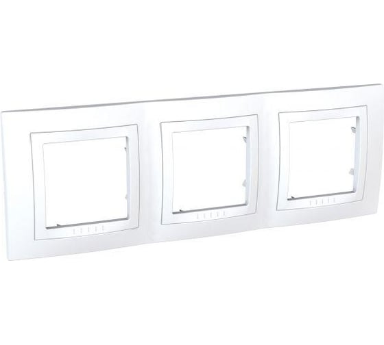Рамка Systeme Electric 3-местная UNICA с декоративной наклейкой, белая SchE MGU2.006.18 1