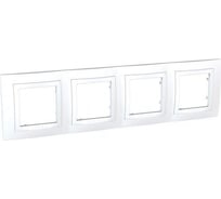 Рамка Systeme Electric 4-местаня UNICA с декоративной наклейкой, белая SchE MGU2.008.18