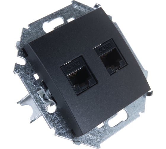 Компьютерная двойная розетка Simon RJ45 кат.5e AMP, графит 1591552-038