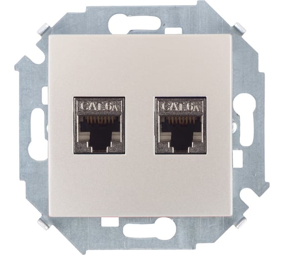 Компьютерная двойная розетка Simon RJ45 кат.6а АМР, FTP, шампань 1591564-034 1