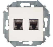 Компьютерная двойная розетка Simon RJ45 кат.6а АМР, FTP, слоновая кость 1591564-031