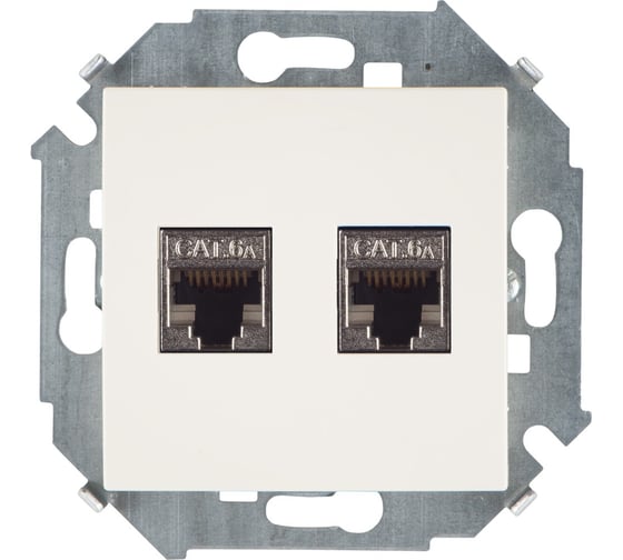 Компьютерная двойная розетка Simon RJ45 кат.6а АМР, FTP, слоновая кость 1591564-031