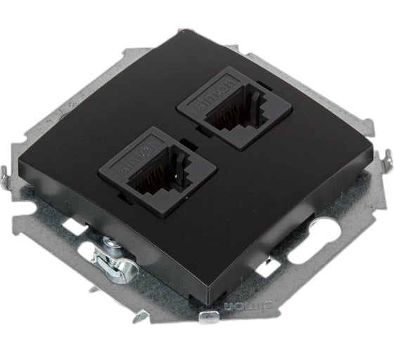 Компьютерная двойная розетка Simon RJ45 кат.5е, Systimax, графит 1591593-038