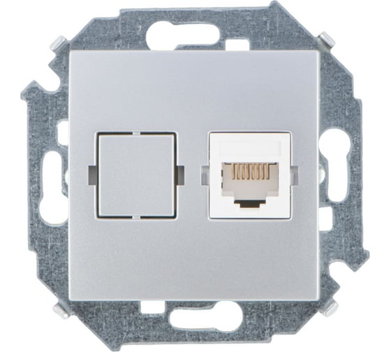Компьютерная розетка Simon RJ45 кат.5е, Systimax, алюминий 1591598-033 1