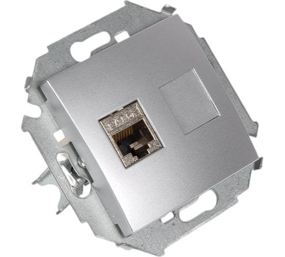 Компьютерная розетка Simon RJ45 кат.6а АМР, FTP, алюминий 1591563-033