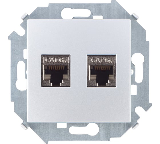 Компьютерная двойная розетка Simon RJ45 кат.6а АМР, FTP, алюминий 1591564-033