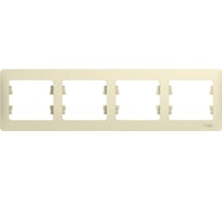 Рамка Systeme Electric 4-местная GLOSSA горизонтальная, бежевая SchE GSL000204
