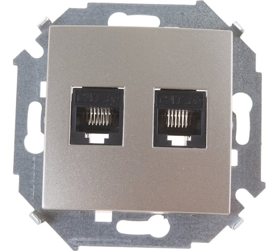 Компьютерная двойная розетка Simon RJ45 кат.5e AMP, шампань 1591552-034