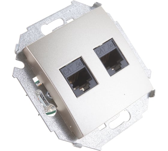 Компьютерная двойная розетка Simon RJ45 кат.5e AMP, шампань 1591552-034