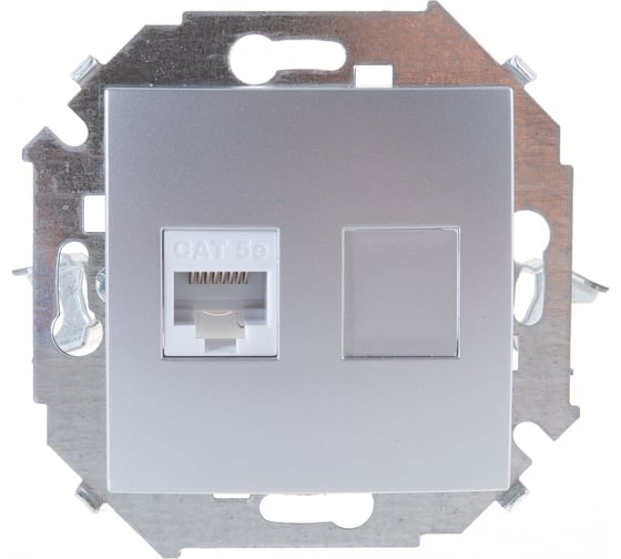 Компьютерная розетка Simon RJ45 кат.5e AMP, алюминий 1591551-033
