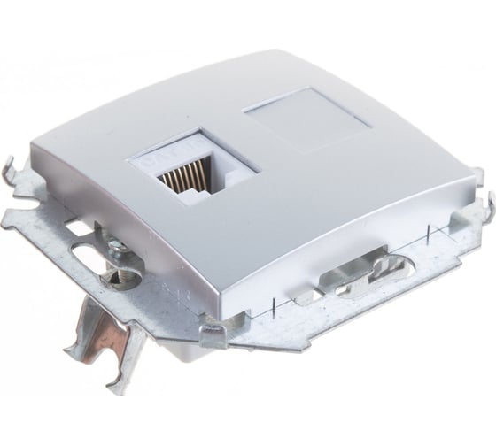 Компьютерная розетка Simon RJ45 кат.5e AMP, алюминий 1591551-033