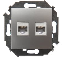 Компьютерная двойная розетка Simon RJ45 кат.5e AMP, алюминий 1591552-033