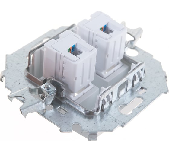 Компьютерная двойная розетка Simon RJ45 кат.5e AMP, алюминий 1591552-033