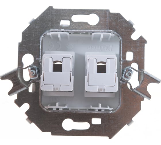 Компьютерная двойная розетка Simon RJ45 кат.5e AMP, алюминий 1591552-033