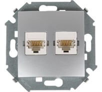 Компьютерная двойная розетка Simon RJ45 кат.5е, Systimax, алюминий 1591593-033