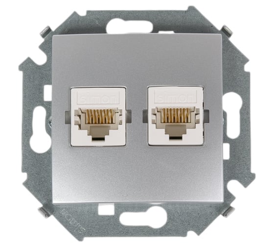 Компьютерная двойная розетка Simon RJ45 кат.5е, Systimax, алюминий 1591593-033