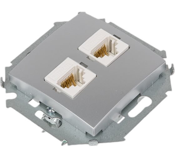 Компьютерная двойная розетка Simon RJ45 кат.5е, Systimax, алюминий 1591593-033