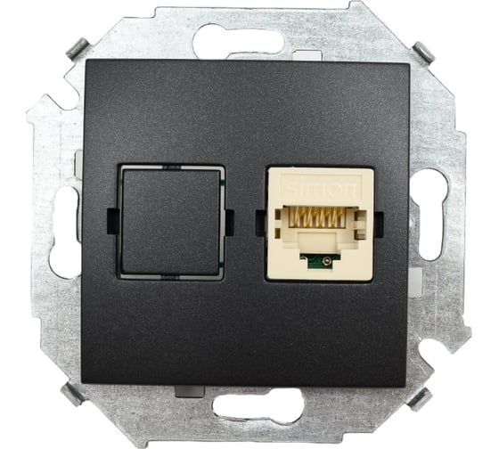 Компьютерная розетка Simon RJ45 кат.5е, Systimax, графит 1591598-038