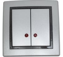 2-клавишный выключатель Aling-conel PRESTIGE с индикацией 10AX 250V серебро-графит-серебро арт. 626.S2S