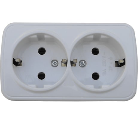 Розетка TWIST Technolink Electric накладная двойная с заземлением, 16A, пластик, IP20, цвет белый ELECTRIC-011