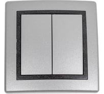 Проходной выключатель Aling-conel PRESTIGE 2-клавишный 10AX 250V серебро-графит-серебро арт. 6072.S2S