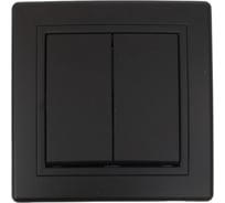 Проходной выключатель Aling-conel PRESTIGE 2-клавишный 10AX 250V чёрный soft touch арт. 6072.E1E1