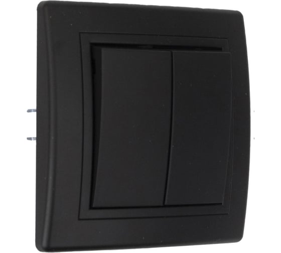 Проходной выключатель Aling-conel PRESTIGE 2-клавишный 10AX 250V чёрный soft touch арт. 6072.E1E1