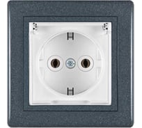Розетка с заземлением Aling-conel PRESTIGE с крышкой 16A 250V графит-графит-белый арт. 633.220