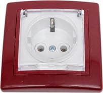 Розетка с заземлением Aling-conel PRESTIGE с крышкой 16A 250V бордо-бордо-белый арт. 633.330