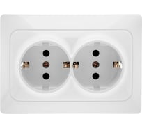 Механизм 2-ой розетки GUSI Electric GUSI UGRA с заземлением, с защитными шторками, скрытая установка, 16А, 250В, цвет жемчуг C11Р6-028