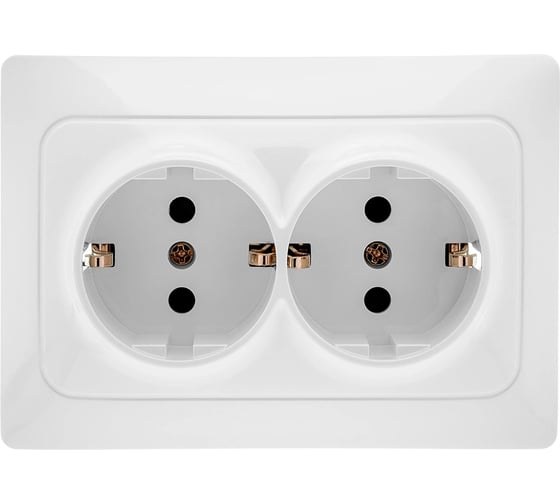 Механизм 2-ой розетки GUSI Electric GUSI UGRA с заземлением, с защитными шторками, скрытая установка, 16А, 250В, цвет жемчуг C11Р6-028